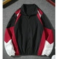 thumbnail image 2 of Txeol Men's Varsity Jacket Zipper Color Block Windbreaker Jackets Long Sleeve Coats Streetwear 2025,Red,XL, 2 of 10