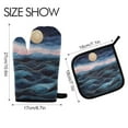 thumbnail image 2 of Yayeee Oven Mitts and Pot Holder Set of 2 Heat Resistant Kitchen Gloves Baking Hot Pad, Ocean Waves, 2 of 5