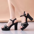 thumbnail image 5 of Sandals for Women Women's New Summer Chunky Fish Mouth Rhinestone Sandals High-heeled Sandals, 5 of 7
