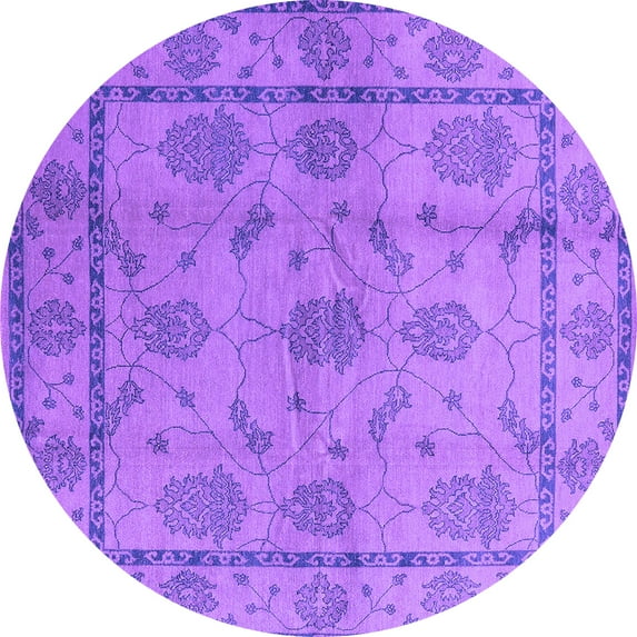 Ahgly Company Indoor Round Oriental Purple Industrial Area Rugs, 8' Round