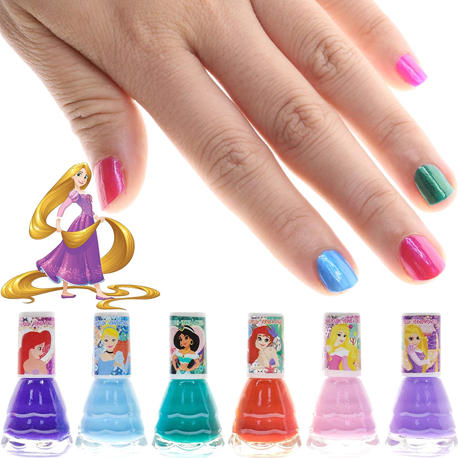Disney Princess - Townley Girl Castlebox Non-Toxic Peel-Off Nail Polish Set for Girls, Opaque Colors, Ages 3+ - 18 CT - image 5 of 10