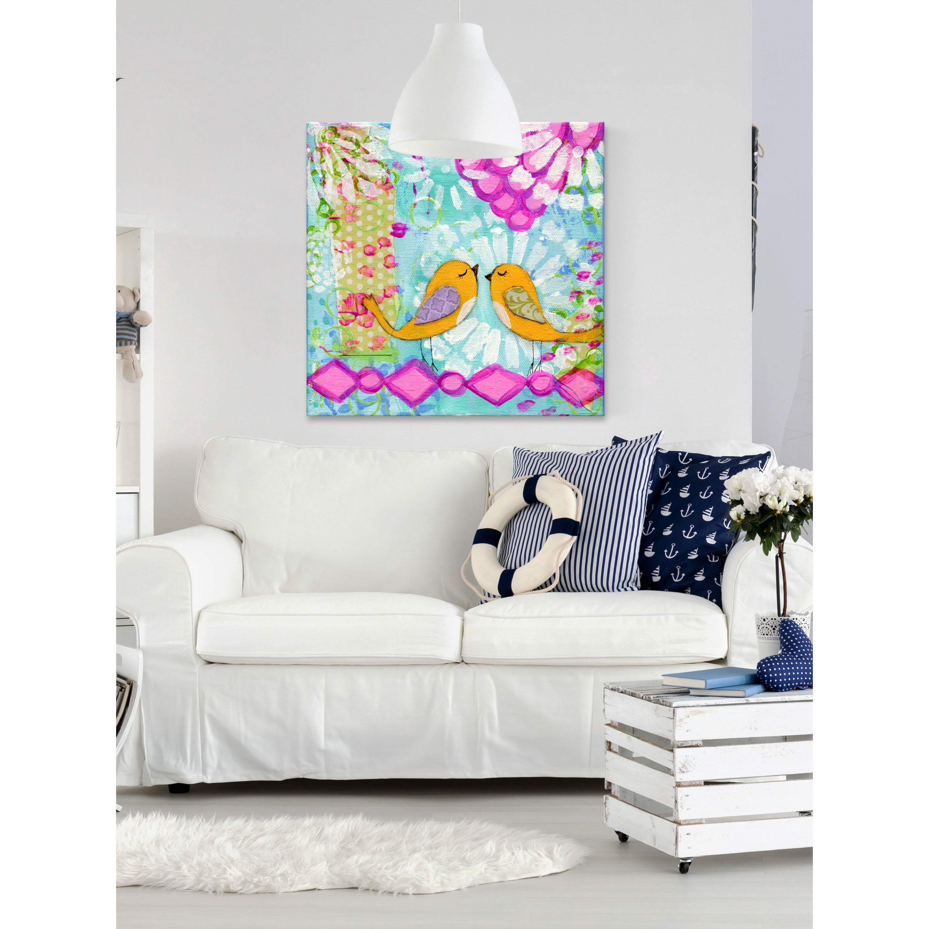 Marmont Hill "Two Orange Birds" by Jill Lambert Painting Print on Wrapped Canvas