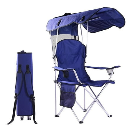 Portable Folding Camping Chairs with Canopy Shade, Beach Chair for Adults, Durable Weather Resistant 600D Cloth, Camping Chair with Canopy for Outdoors [Navy]