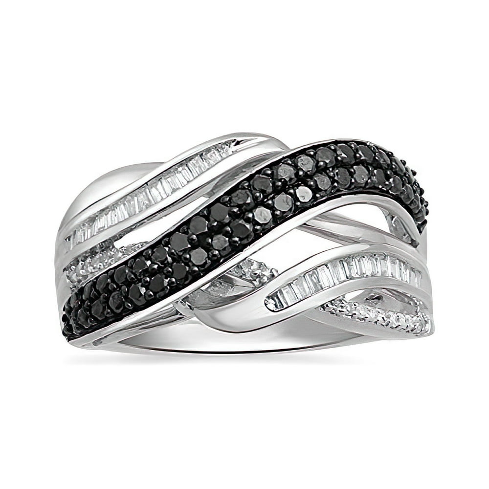 Jewelili Real Diamond Proposal Ring Sterling Silver 1/2