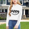 thumbnail image 2 of Girls Long Sleeve Letters Solid Color Short Hoodie Hoodie Top Clothes, 2 of 4