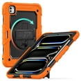thumbnail image 5 of 3 Layer Case for iPad Pro 11 2022/2021/2020/2018/Air4/Air5, for Kids Heavy Duty Protective Case with Screen Protector & Stylus Holder & 360 Rotating Stand and Hand/Shoulder Strap Cover - Orange, 5 of 9