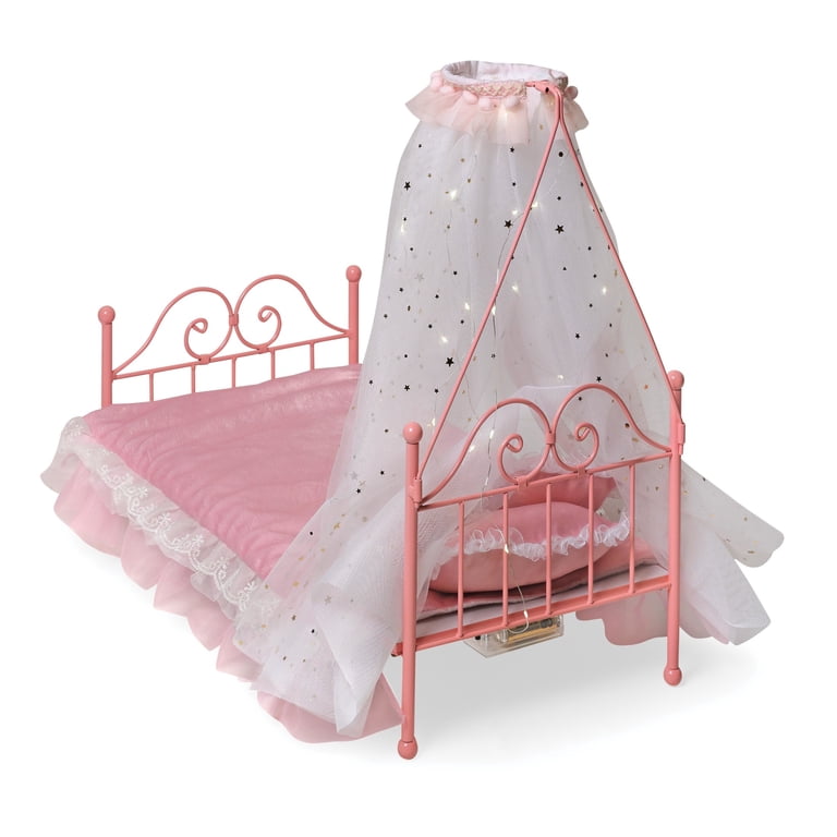 Badger Basket Starlights Metal Canopy Doll Bed, Pink photo 7