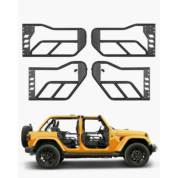 VEVOR Jeep Tube Doors, 4-Door, Adventure Style Jeep Tubular Door with Heavy-Duty Hinges & OE Latch, Jeep Doors with Rubber Pads & Toughened Steel Tube, Fit for 2007-2018 Jeep Wrangler JK