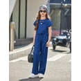 thumbnail image 3 of Arshiner Girls 2 Piece Outfits Summer Clothes Short Sleeve Crewneck Tops Wide Leg Pants Trendy Clothing Sets, 3 of 6