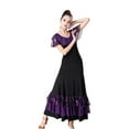 thumbnail image 5 of Women Sequin Flower Embroidered Skirt Flamenco Ballroom Practice Dress Big Swing Skirts Dance Performance Skirt for Women Girls, 5 of 7