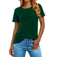 thumbnail image 7 of Yubnlvae Women's Short Sleeve Casual Solid Loose Crew Neck T Shirts Green XL, 7 of 7