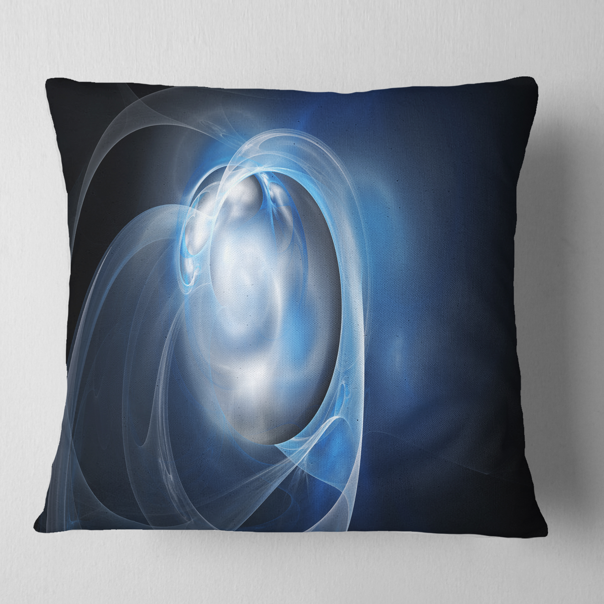Designart Fractal Lighting in Dark Blue - Abstract Throw Pillow - 18x18
