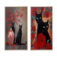thumbnail image 2 of Designart "Black Cat by Vase with Red Flowers Painting I" Animals Cat Framed Wall Art Set Of 2 - Children's Art Black Frame Gallery Set For Office Decor, 2 of 6