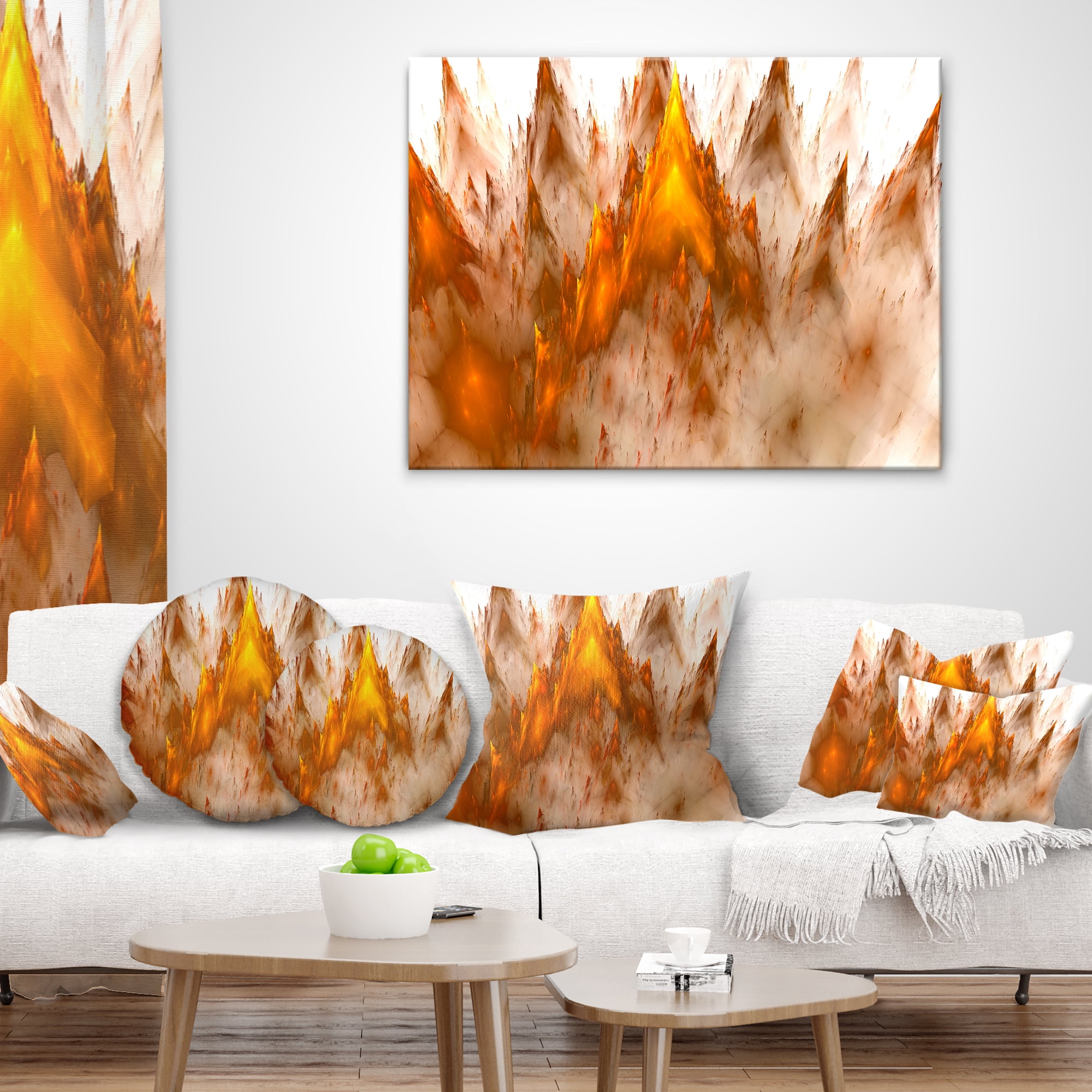 Designart Brown Fractal Crystals Design - Abstract Throw Pillow - 16x16