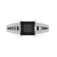 thumbnail image 2 of 2.44ct princess cut black natural onyx 18k white gold Bridal Wedding Engagement Promise Anniversary Ring for Women size 7.25, 2 of 7