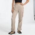thumbnail image 5 of Straight Leg High Waisted Cargo Pants for Women Durable Trousers Flap Pockets Hiking Travel Outfits, 5 of 8