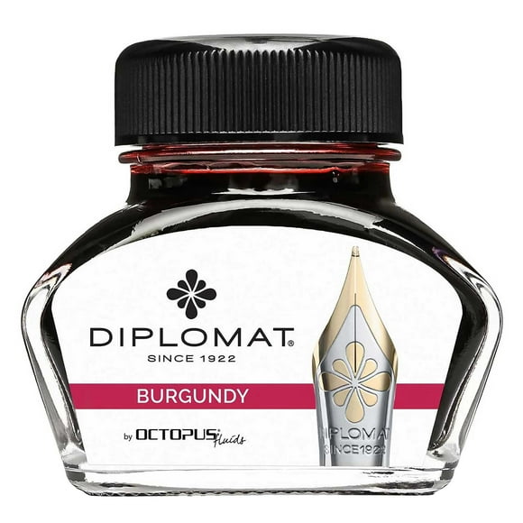 Diplomat D41001007 Octopus Glass Smooth Ink Bottle, Burgundy, 30ml