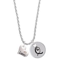 thumbnail image 1 of Delight Jewelry Love Heart with AB Crystal Silvertone Script Initial Disc - Q - Charm Necklace, 20"+3", 1 of 4