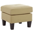 thumbnail image 3 of Contemporary Home Living Faux Leather Upholstered Tufted Ottoman - 23" - Beige, 3 of 3