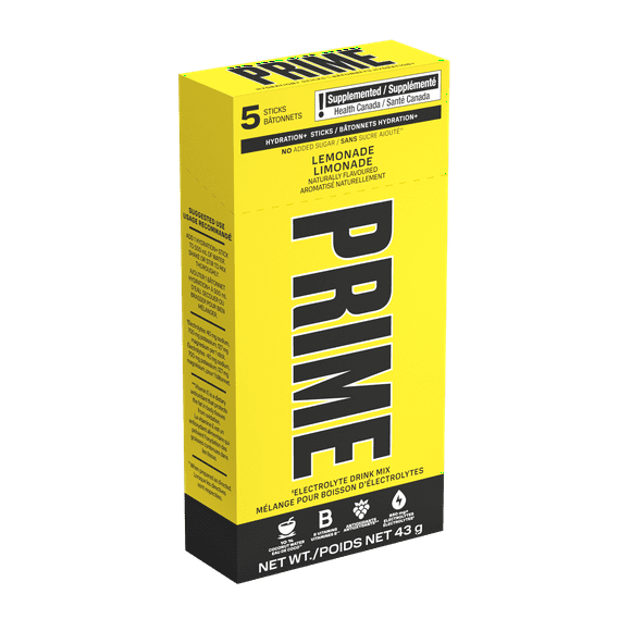 5ct. PRIME Hydration Sticks Lemonade, 5ct. PRIME Hydration Sticks Lemonade