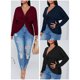 thumbnail image 4 of Camiseta mujer Irfora Camiseta de manga larga para mujer Cuello en V Torcido Irregular Tallas grandes Casual Tops Irfora Camiseta mujer, 4 of 7