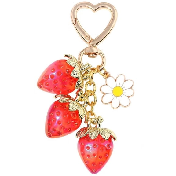 Cute Strawberry Keychains, Strawberry Bag Charm for Purse, Kawaii Strawberries Accessories for Women Gril Handbag Zipper Pull Gift