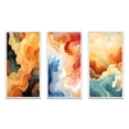 thumbnail image 2 of Designart "Vintage Dynamic Waves Orange Blue" Abstract Shapes Framed Wall Art Set Of 3 - Black Transitional Frame Gallery Set For Office Decor, 2 of 6