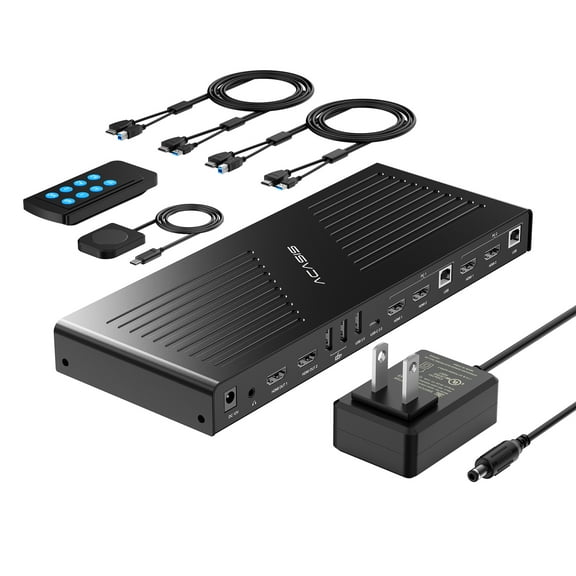 ACASIS HDMI KVM Switcher 2 Monitors 2 PC ,supports 4K@60Hz resolution ,Shared host screen keypad and other USB ports, support hotkey switching, infrared re