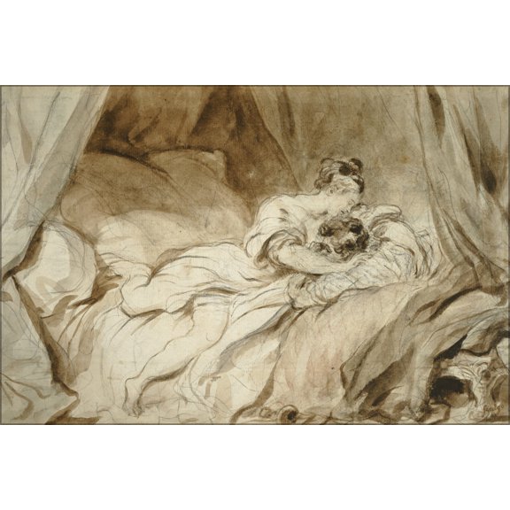 24"x36" Gallery Poster, Jean Honore Fragonard, French The Useless Resistance