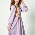 thumbnail image 5 of Girls Renaissance Corset Dress Puff Sleeve Peasant Medieval Dresses Ruffle Cute Elegant Party Outfits Purple, Size 10 Y, 5 of 7