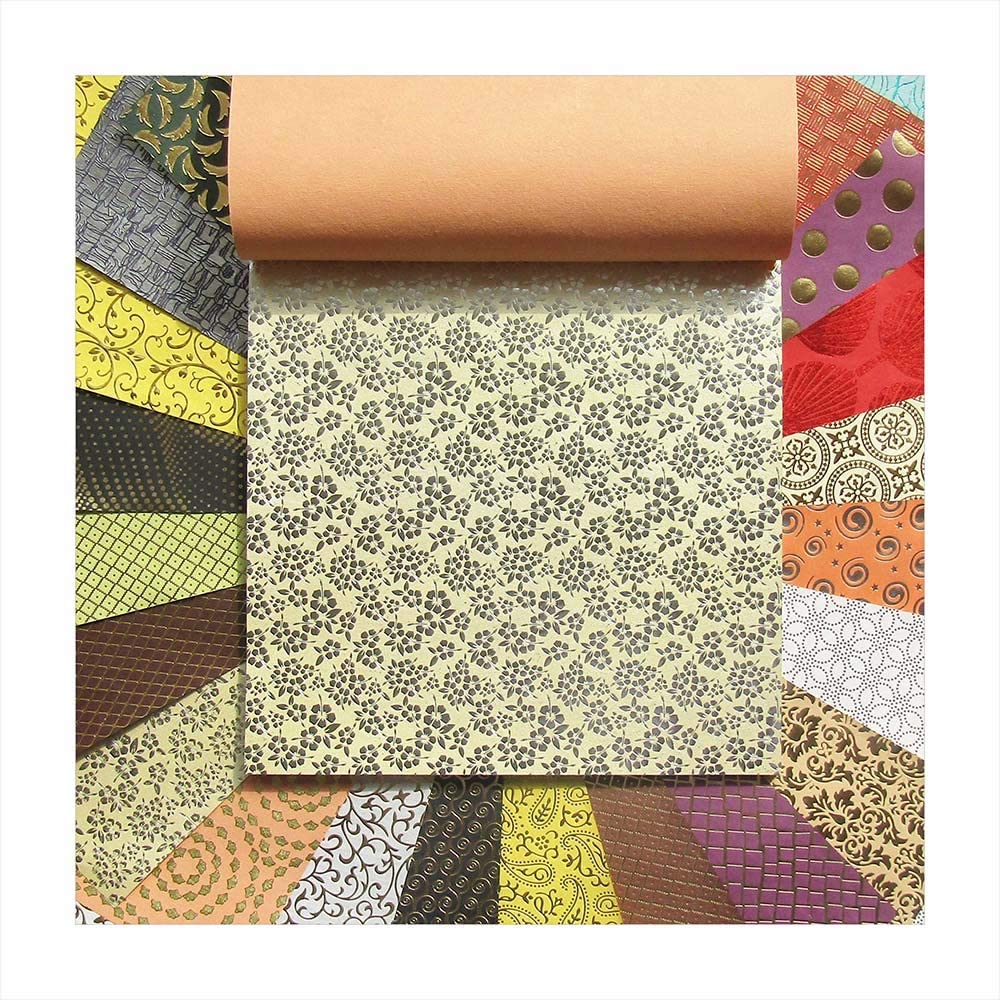 Paperhues Foil Fancy Collection Handmade Scrapbook Papers 12x12" Pad, 24 Sheets.