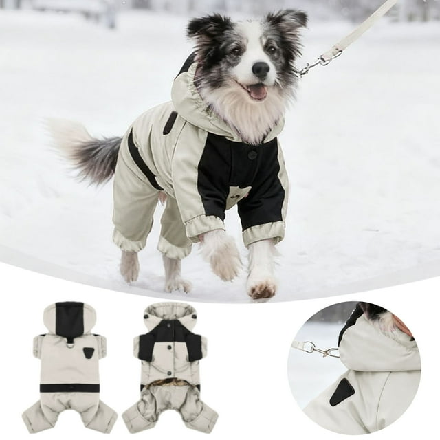 Manteau d'Hiver à Capuche pour Petits Chiens et Chats avec Design de Combinaison de Neige – Veste Isolée Confortable pour Usage Intérieur Extérieur