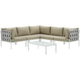thumbnail image 4 of Modway Harmony 6 Piece Outdoor Patio Aluminum Sectional Sofa Set in White Beige, 4 of 7