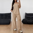 thumbnail image 2 of Two Piece Sets for Women Going out Round-Neck Short Sleeve And Long Pants Casual 2PC Sets, 2 of 7