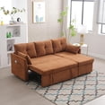 thumbnail image 4 of BISHE L Shaped Sectional Sofa with Pullout Bed, 81 Inch Convertible Sleeper with Reversible Chaise & Storage Seats, 2 in 1 Pull Out Couch with Side Pockets for Living Room, Apartment, Brown, 4 of 7