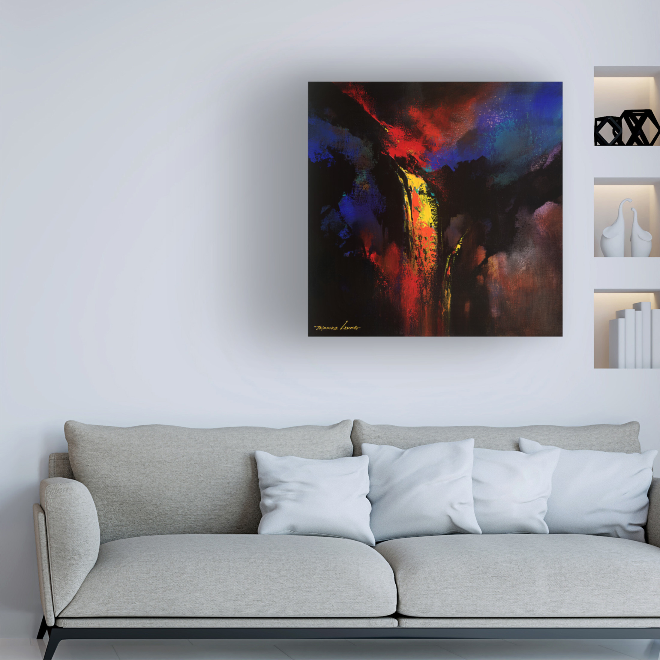 Canvas Wall Art - Thomas Leung 'Volcano Spews Lava' Wall Art for Living Room, Bedroom, or Office Décor by Trademark Fine Art - 24 x 24 Inches