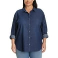 thumbnail image 4 of Gloria Vanderbilt Amanda Women Shirts, Lightweight Long Sleeve Womens Tops, Work Shirt, Date Outfits,  Blue L, 4 of 6