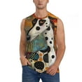 thumbnail image 2 of Lsque Abstract Dalmatian Art Print Men's Cotton Blend Sleeveless Muscle Shirts (S-3XL)- Moisture Wicking, Odor Protection, UPF 30+,3X-Large, 2 of 8