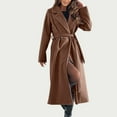 thumbnail image 5 of BSDJILFG Long Jackets for Women Long Trench Coats Fleece Lined Cardigan Dressy Belted Formal Casual Suit Jacket Notched Collar Warm Fuzzy Outerwear Jackets, 5 of 9