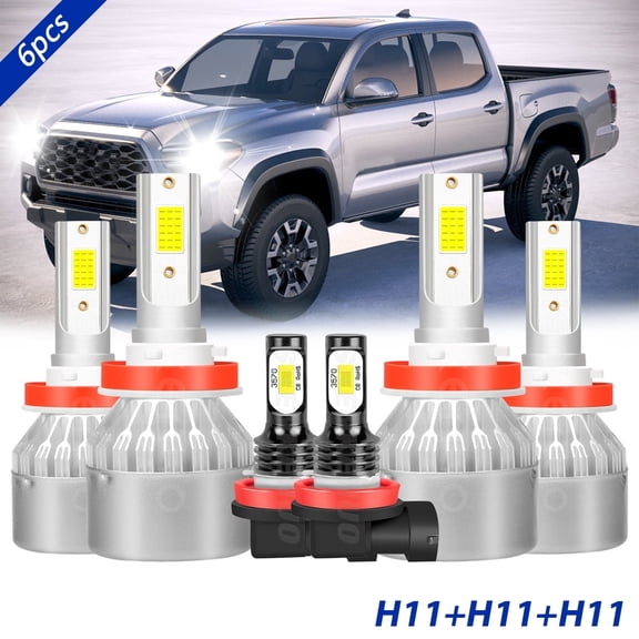 LED Headlight Fog Light Bulbs Kit White for 2016-2020 Toyota Tacoma 2017 2018 2019