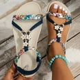 thumbnail image 3 of Mostsola Womens Braided Flat Sandals Comfortable Cute Boho Beaded Slingback Summer Dressy Shoes, 3 of 9