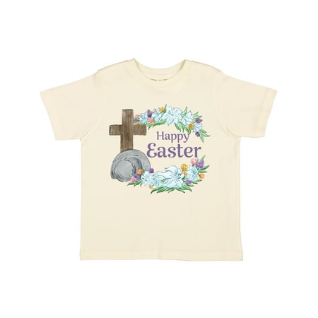 

Inktastic Happy Easter with Cross and Flowers Gift Toddler Boy or Toddler Girl T-Shirt