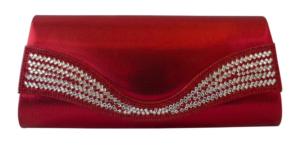 Chicastic Knot Rhinestone Studded Patent Leather Wedding Bridal Clutch Purse 