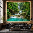 thumbnail image 6 of Tropical Waterfall with Mossy Rocks and Turquoise Pool, Serene Photorealistic for Nature Lovers, Rainforest Art Decor, Housewarming Gift, Tapestry Wall Hanging for Living Room and Bedroom, 6 of 7