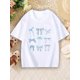 thumbnail image 1 of Girls' Casual Short Sleeve Round Neck T-Shirt - Summer White Top with Blue Bow Print, Breathable Knit Fabric for Everyday Play & Outings, Shirts for Girls, Comfortable Fit Shirt, 1 of 6