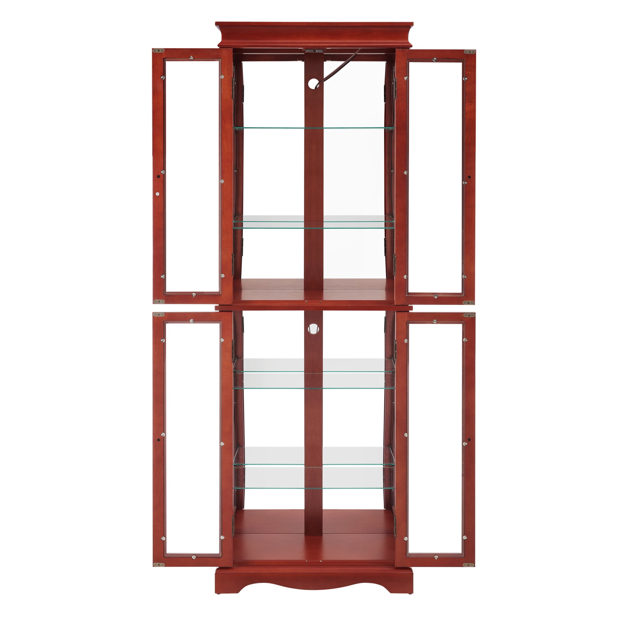 Miniyam Wood Curio Display Cabinet with Light, Glass Door for Living Room, Cherry