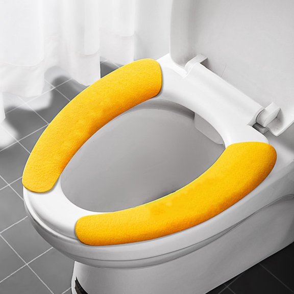 Adhesive Plush Fleece Toilet Seat Cover - Household Cushion, Soft & Warm for All-Season Bathroom Comfort, Easy to Stick to Most Toilet Seats, Removable & Washable for Long-Term Use