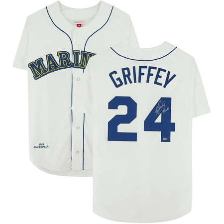 Ken Griffey Jr. Seattle Mariners Autographed Throwback White Mitchell & Ness Authentic Jersey with "97 MVP" Inscription - Fanatics Authentic Certified