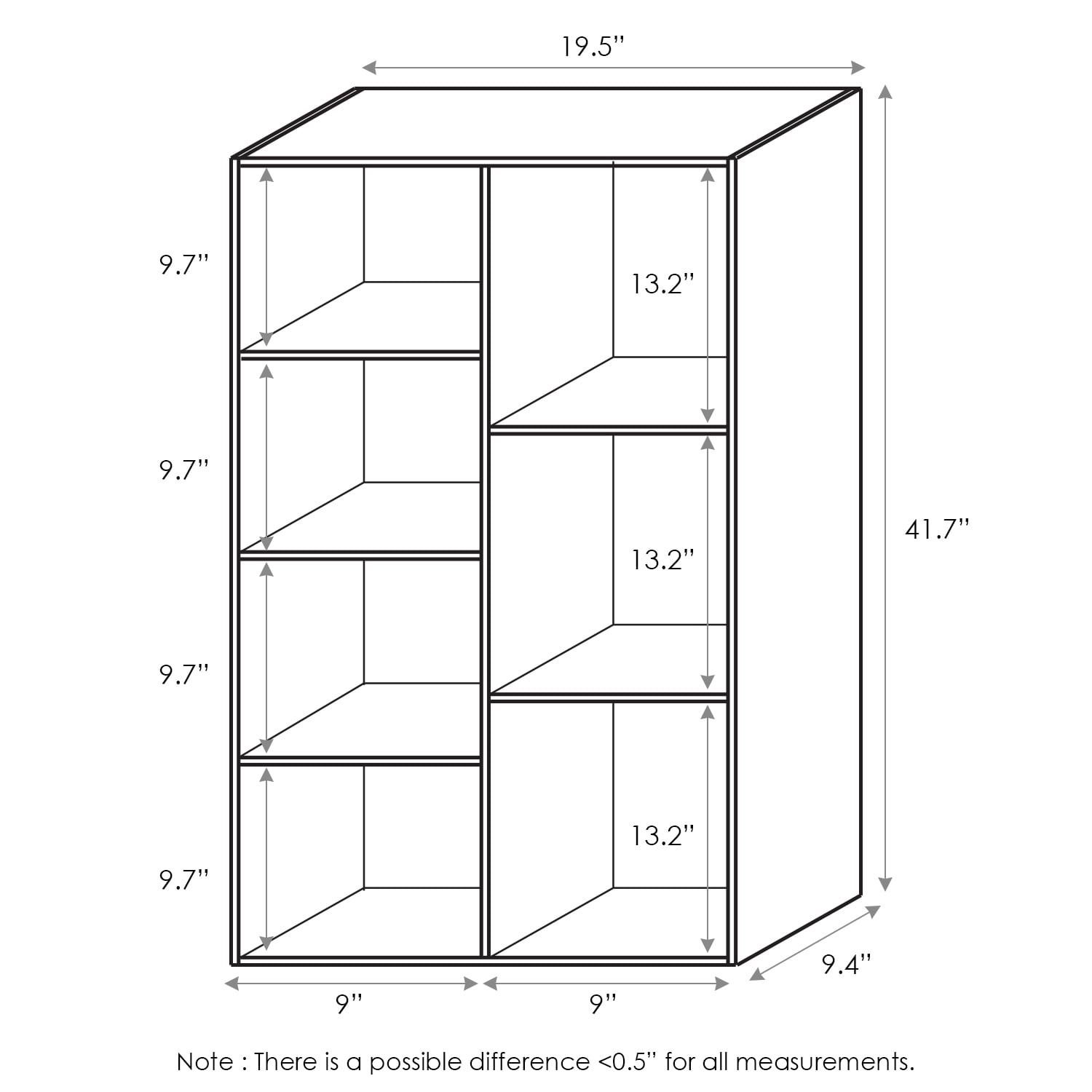 Furinno 11048WH 7-Cube Reversible Open Shelf Bookcase, White - 1