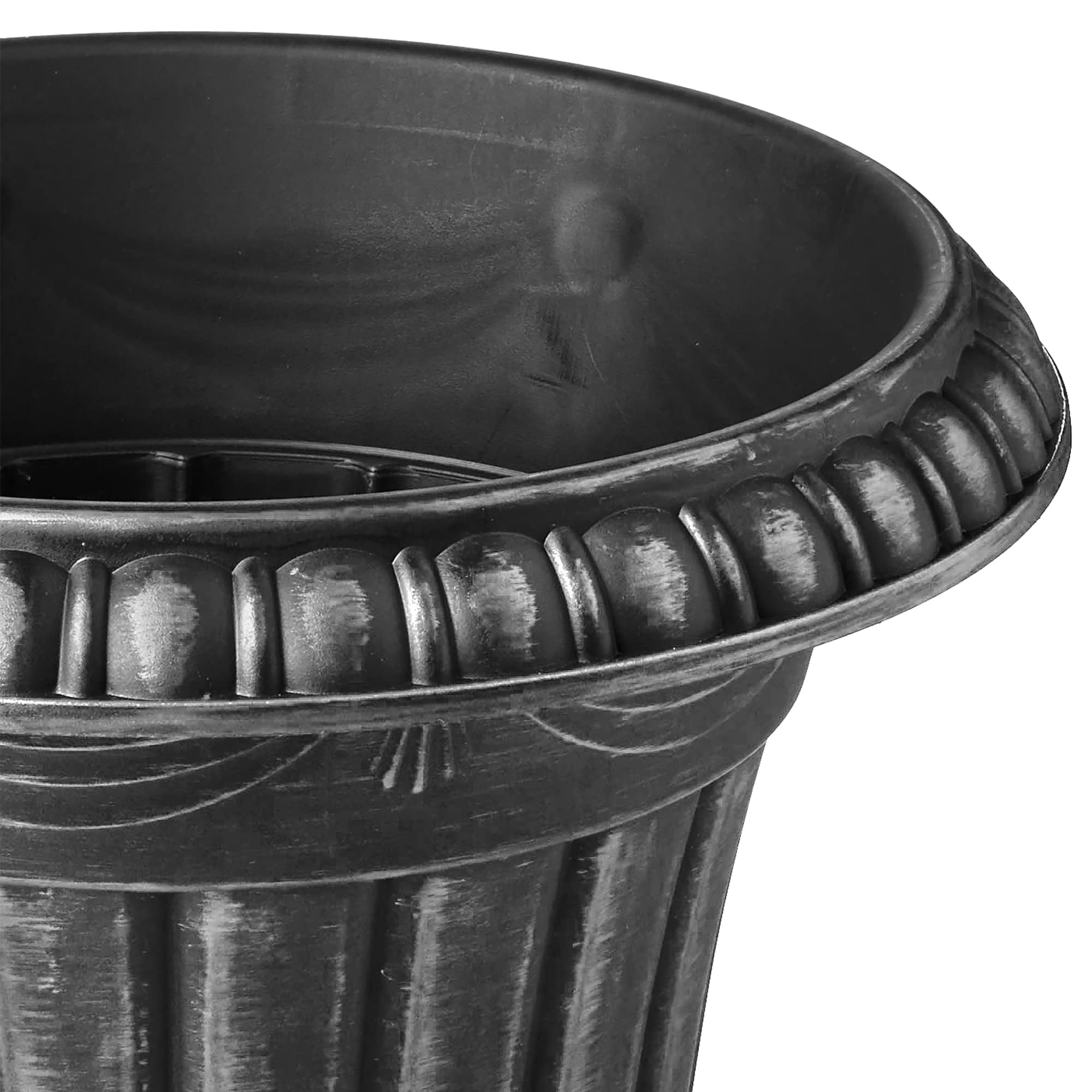 Classic Traditional Plastic Urn Planter Indoor Outdoor Garden Decor Flower Pot Vase 10x12 Black